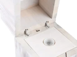 2-er SET aufklappbare LED Tischleuchten aus Holz Weiß, Höhe 16cm