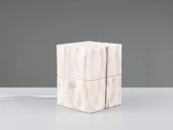 2-er SET aufklappbare LED Tischleuchten aus Holz Weiß, Höhe 16cm