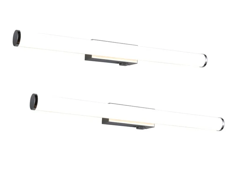 2er SET Bad Spiegelleuchten mit Schalter, Licht neutralweiß, Breite 60cm