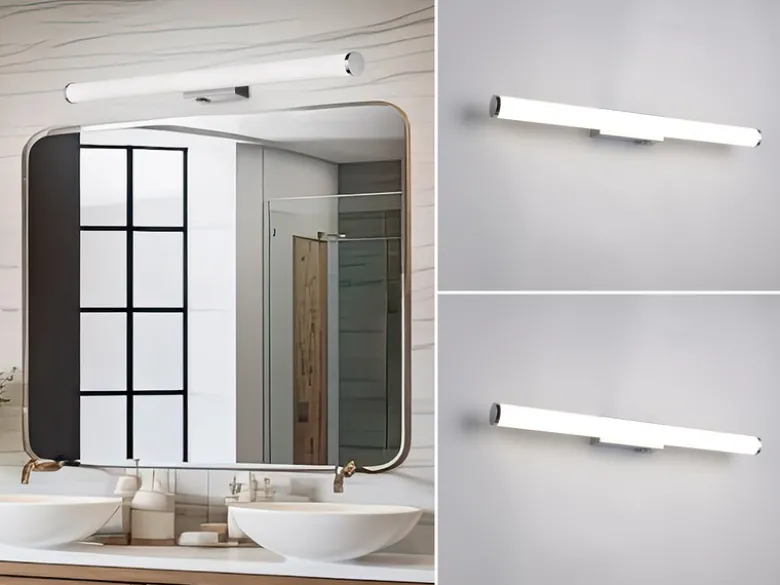 2er SET Bad Spiegelleuchten mit Schalter, Licht neutralweiß, Breite 60cm
