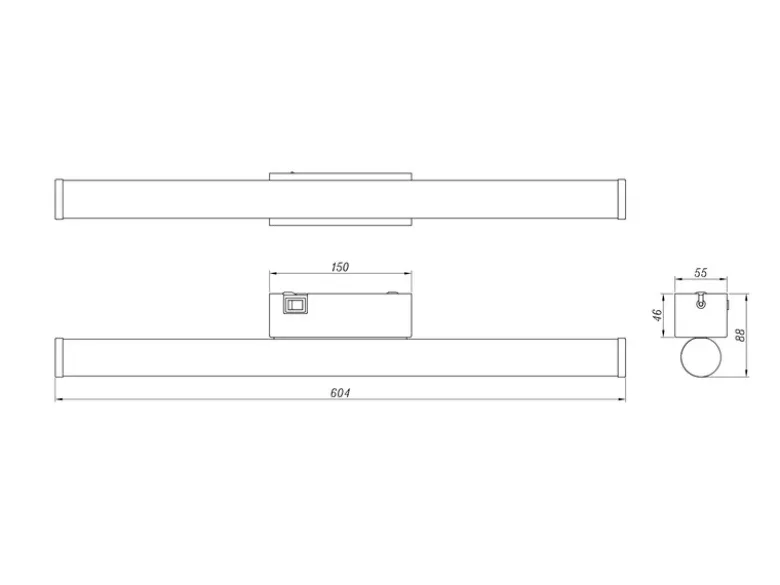 2er SET Bad Spiegelleuchten mit Schalter, Licht neutralweiß, Breite 60cm