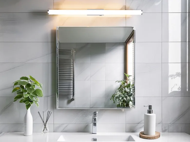 2er SET Bad Spiegelleuchten mit Schalter, Licht neutralweiß, Breite 80cm