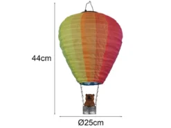 2er Set Deko Solarleuchten mit buntem Heißluftballon & Bär im Korb, Höhe 44cm