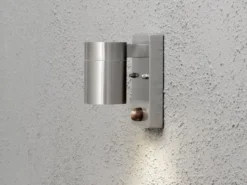 2er-Set Edelstahl Wandleuchte MODENA mit Bewegungsmelder, GU10, Höhe 9 cm, IP44