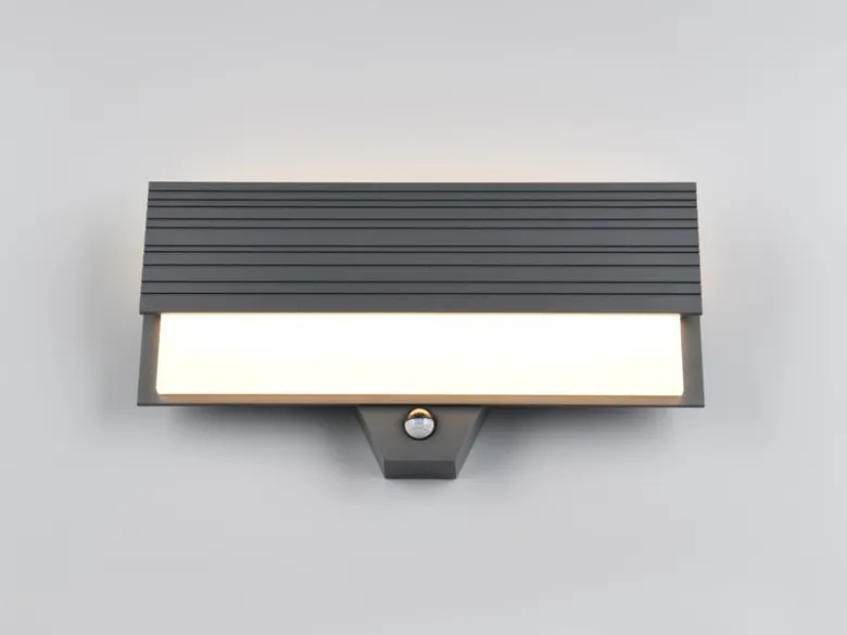 2er Set flache LED Außenwandleuchten mit Bewegungsmelder Anthrazit, Breite 40cm