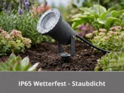 3-er SET Gartenstrahler mit Erdspieß, Anschlusskabel, Stecker & GU10 LED
