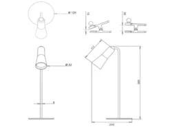 2er SET 3 in 1 LED Akku Tischleuchten mit Klemm- & Klebestation, Weiß H: 36cm