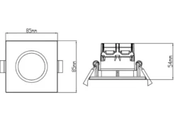 4er SET IP65 LED Deckeneinbaustrahler Weiß eckig, dimmbar, 8,5cm