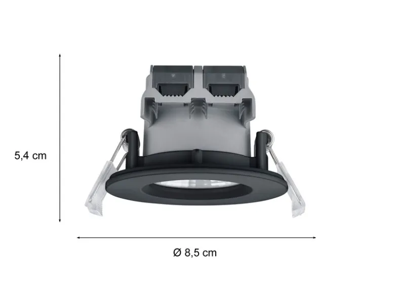 4er SET IP65 LED Deckeneinbaustrahler Schwarz rund, dimmbar, Ø 8,5cm
