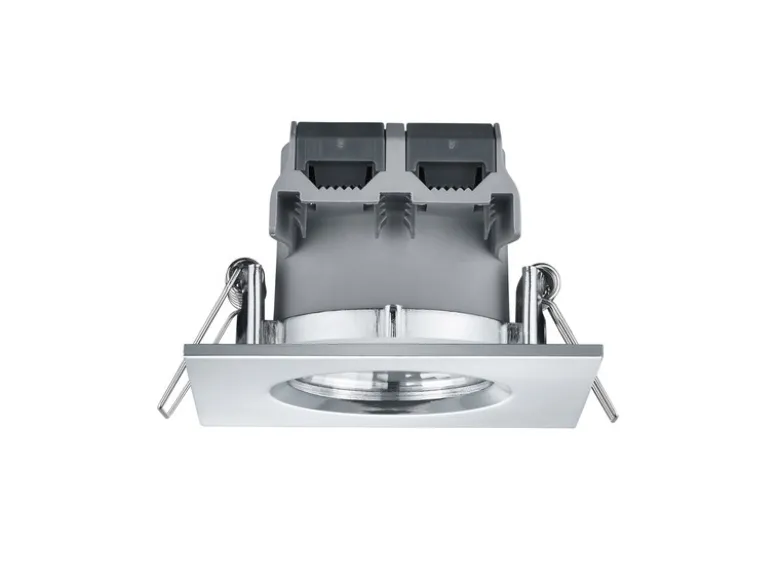 4er SET IP65 LED Deckeneinbaustrahler Silber Chrom eckig, dimmbar, 8,5cm
