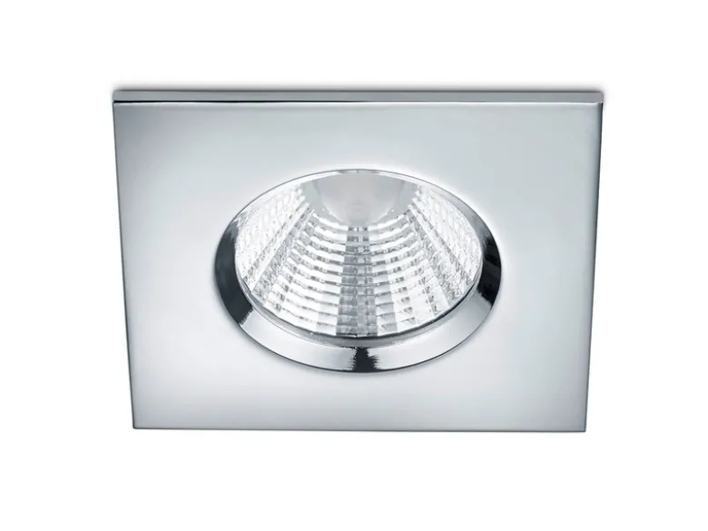 4er SET IP65 LED Deckeneinbaustrahler Silber Chrom eckig, dimmbar, 8,5cm