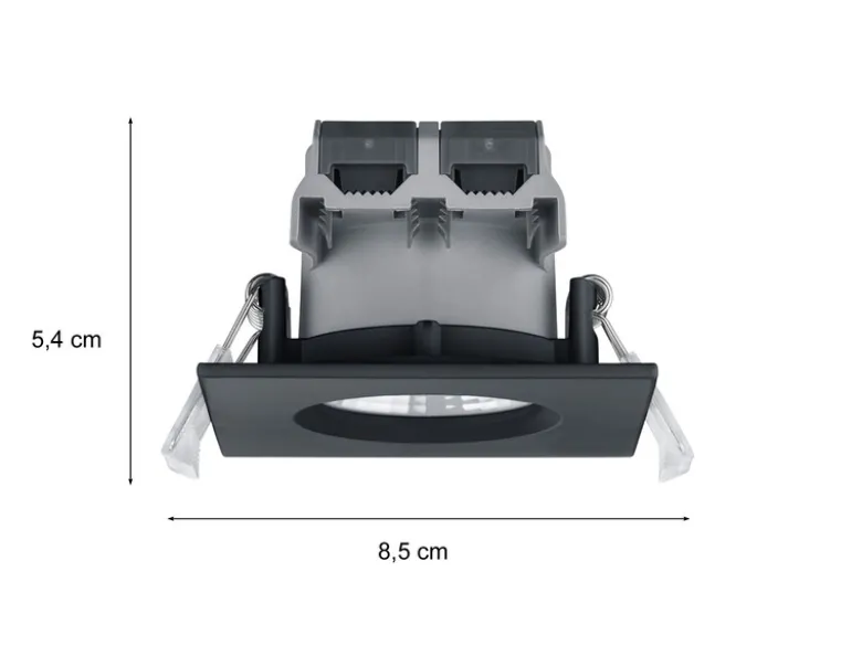 4er SET IP65 LED Deckeneinbaustrahler Schwarz eckig, dimmbar, 8,5cm