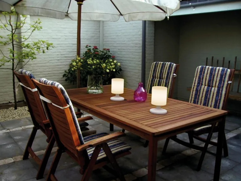 2er SET kleine Akku LED Tischleuchten Outdoor, dimmbar Höhe 25,5cm