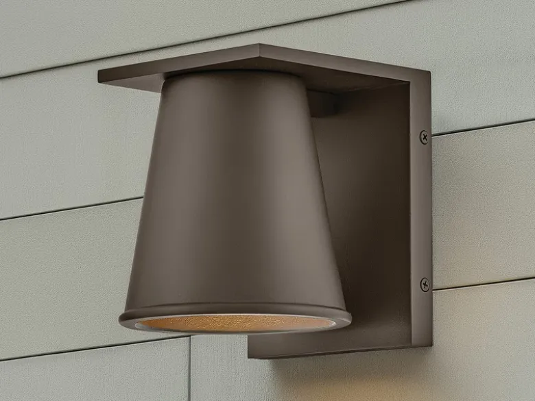 2er SET kleine LED Außenwandleuchten Bronzefarbig Salzluft resistent Höhe 15,5cm