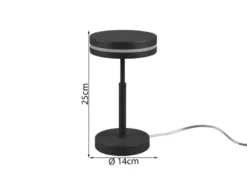 2-er Set kleine LED Tischleuchten rund, Anthrazit, Höhe 25cm