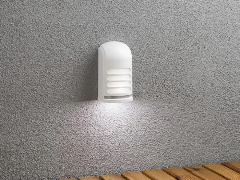 2er-Set LED Außenwandleuchte mit Bewegungsmelder & Batterie, Weiß H: 13cm