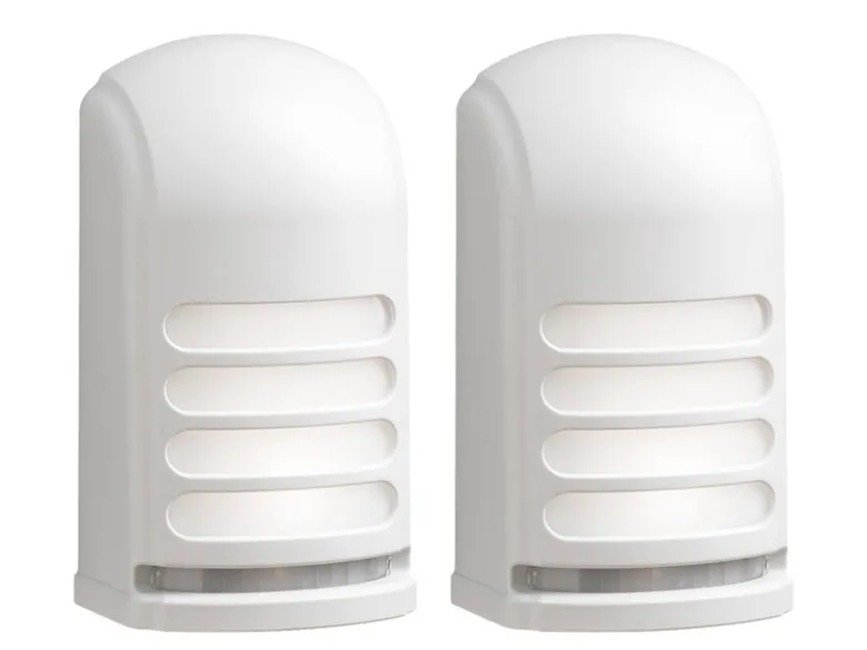 2er-Set LED Außenwandleuchte mit Bewegungsmelder & Batterie, Weiß H: 13cm