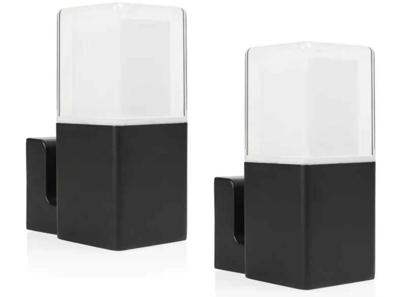 2er Set LED Außenwandleuchten aus Aluminium in Schwarz Up Light, Höhe 20cm