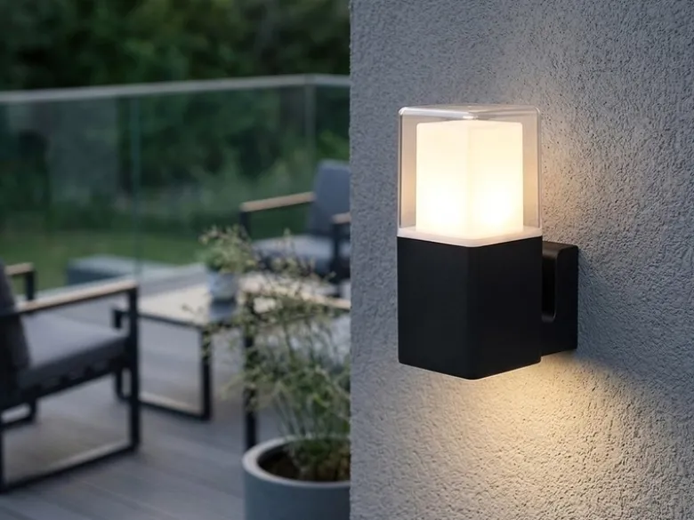 2er Set LED Außenwandleuchten aus Aluminium in Schwarz Up Light, Höhe 20cm