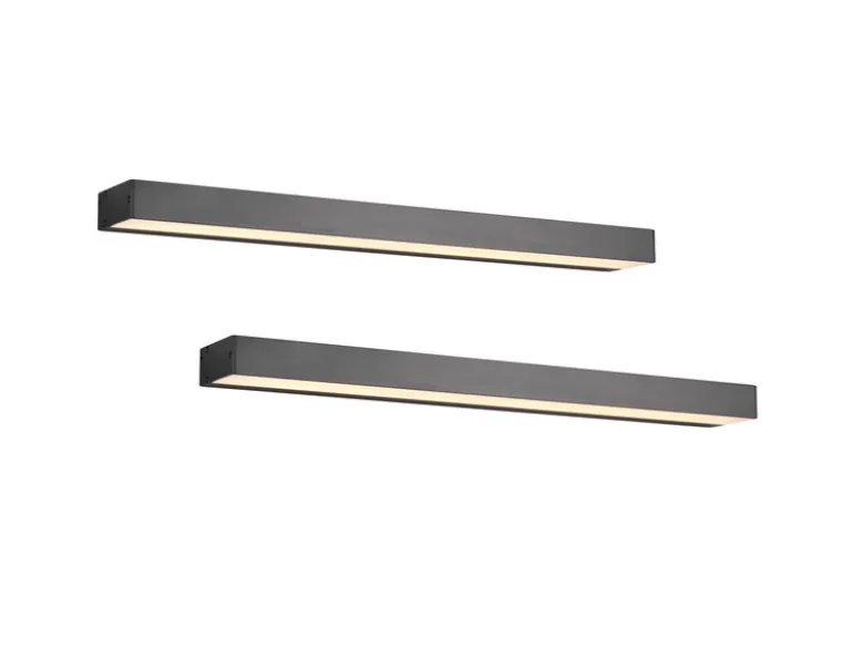 2er SET LED Badezimmer Wandleuchten Up-Down Schwarz, Breite 60cm