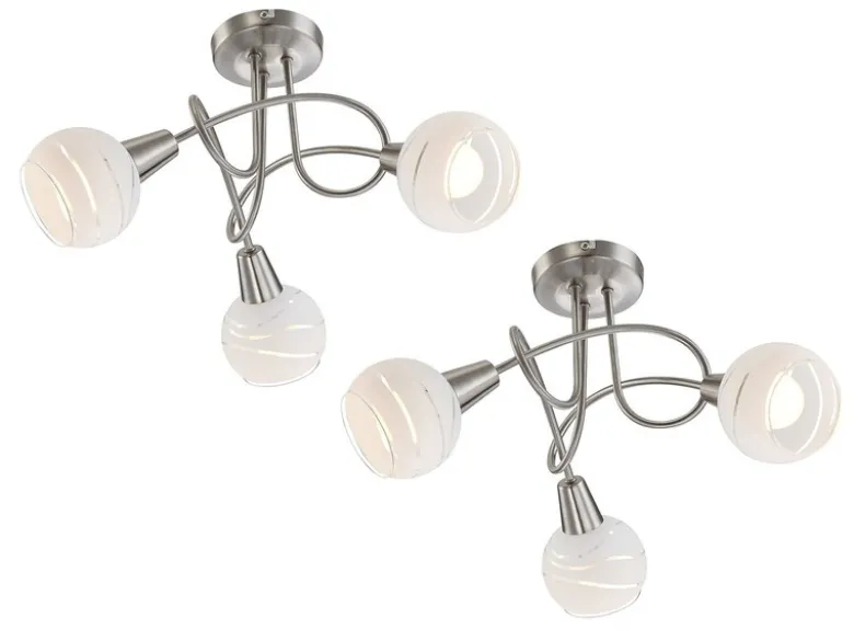 2er SET LED Deckenlampen 3-flammig, Glasschirme satiniert, Ø 39cm