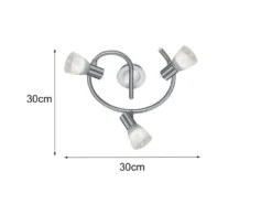 2er Set LED Deckenstrahler 3-flammig Silber Glasschirme schwenkbar, Ø 30cm