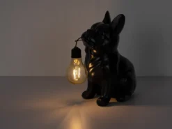 2er Set LED Deko Solarleuchten Hundelampe Bulldogge in Schwarz, Höhe 24,5cm