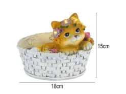2er Set LED Deko Solarleuchten Katze und Blumen im Korb, Höhe 15cm