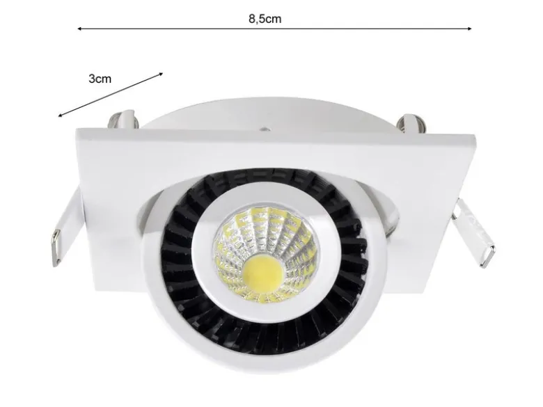 2er SET LED Einbaustrahler Weiß eckig mit schwenkbarem Spot - 8,5cm