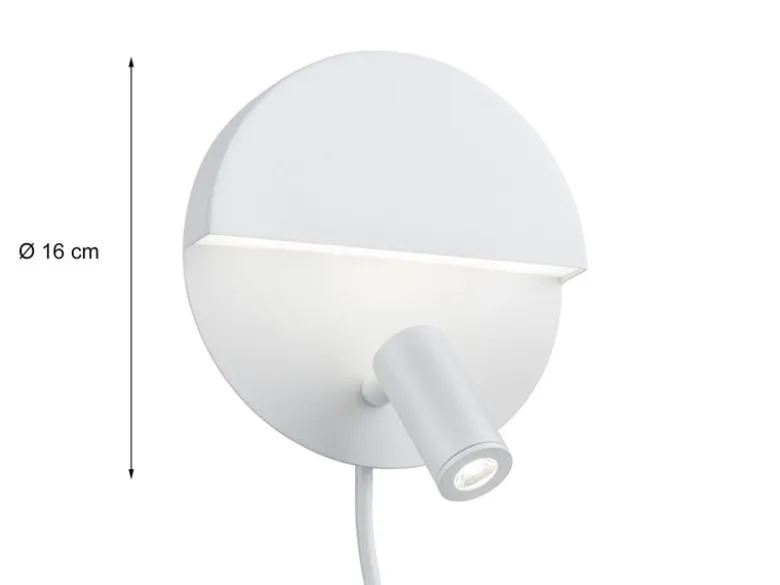 2er SET LED Leselampen Weiß mit Schalter & Stecker, Ø 16cm