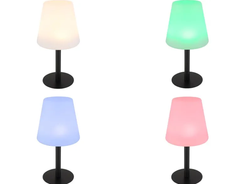 2er Set LED Outdoor Solar Tischleuchten mit RGB Farbwechsel, Höhe 30cm