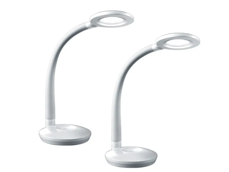 2er SET LED Schreibtischlampen Weiß, Flexgelenk & Sensordimmer, Höhe 32cm