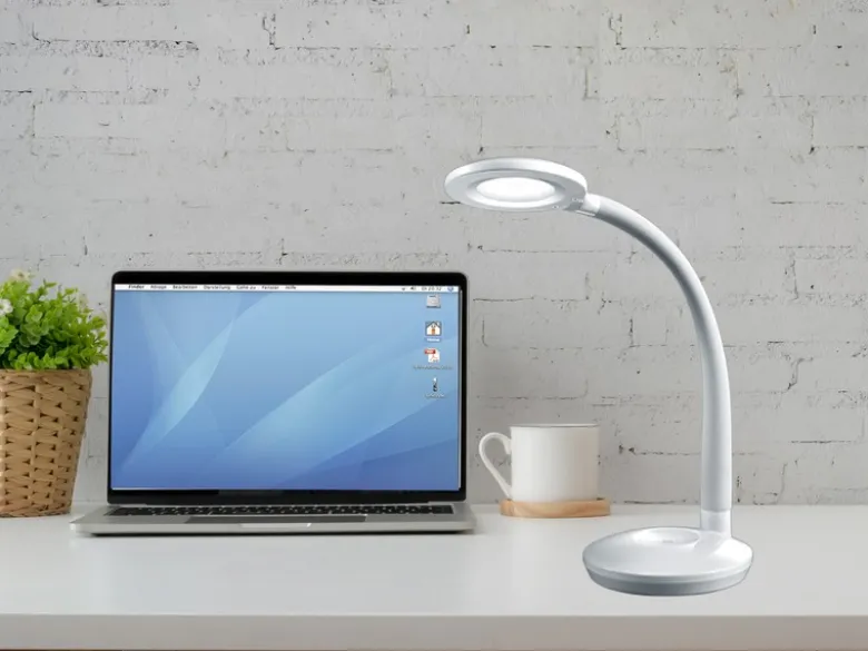 2er SET LED Schreibtischlampen Weiß, Flexgelenk & Sensordimmer, Höhe 32cm