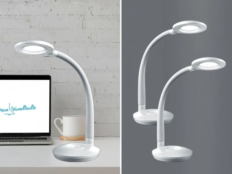 2er SET LED Schreibtischlampen Weiß, Flexgelenk & Sensordimmer, Höhe 32cm