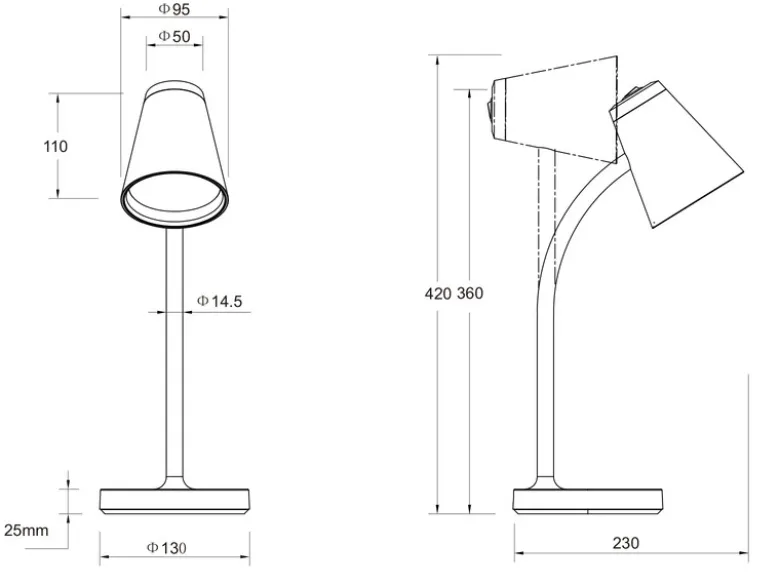 2er SET LED Schreibtischlampen Beige flexibel biegsam, Höhe 36cm