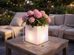 2er Set LED Solar Blumentopf mit RGBW Farbwechsel & Fernbedienung, 35x35cm