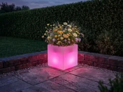 2er Set LED Solar Blumentopf mit RGBW Farbwechsel & Fernbedienung, 35x35cm