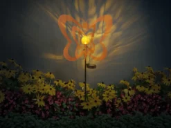 2er Set LED Solar Gartenstecker mit drehbaren Schmetterlingen Rostoptik, H: 83cm