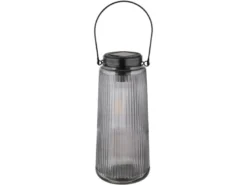 2er Set LED Solarlaternen Rauchglas, hängend oder stehend, Höhe 25cm