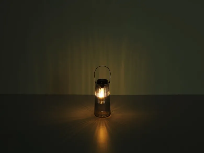 2er Set LED Solarlaternen Rauchglas, hängend oder stehend, Höhe 25cm