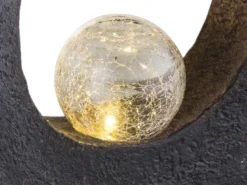 2er SET LED Solarleuchten mit Crackleglas Kugel, groß Bronze & klein Steinoptik