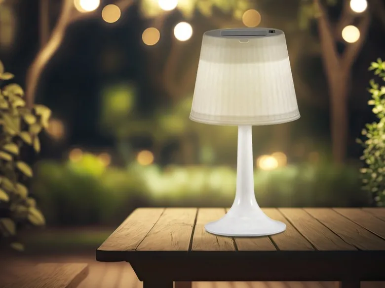 2er Set LED Solar Outdoor Tischleuchten Weiß, Höhe 36cm