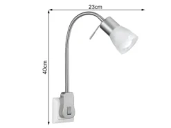 2er Set LED Steckerspots mit Schalter und Flexarm, Silber Höhe 40cm