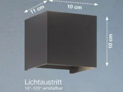2er SET LED Updown Wandlampen Schwarz für Innen & Außen, Quadrat 10cm
