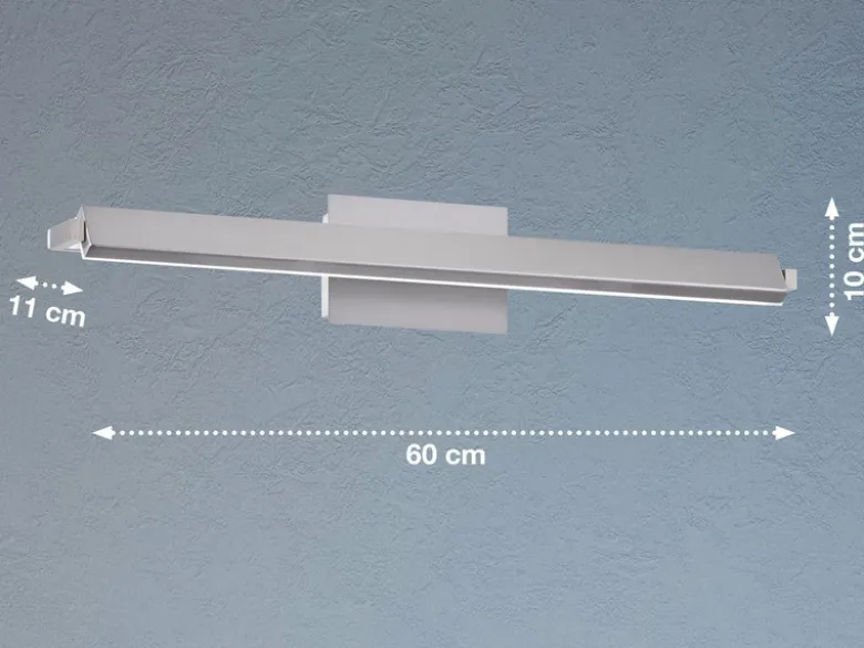 2er SET LED Wandlampen Silber schwenkbar & dimmbar, Breite 60cm