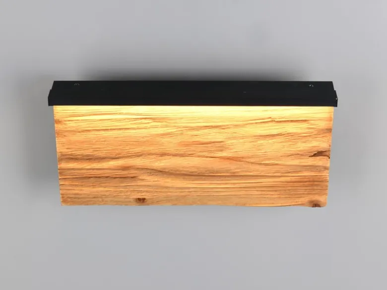 2er Set LED Wandleuchten aus Naturholz flach & dimmbar, Breite 30cm