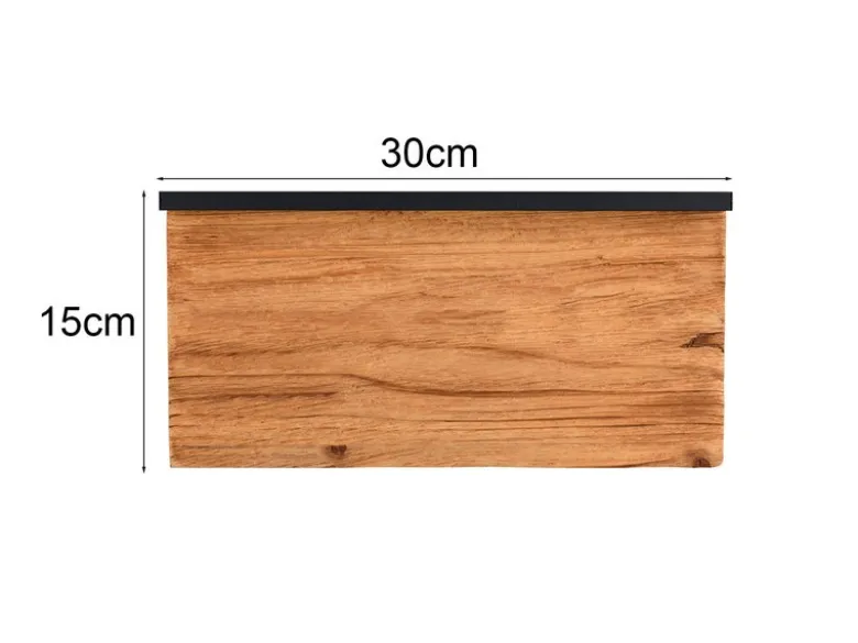 2er Set LED Wandleuchten aus Naturholz flach & dimmbar, Breite 30cm
