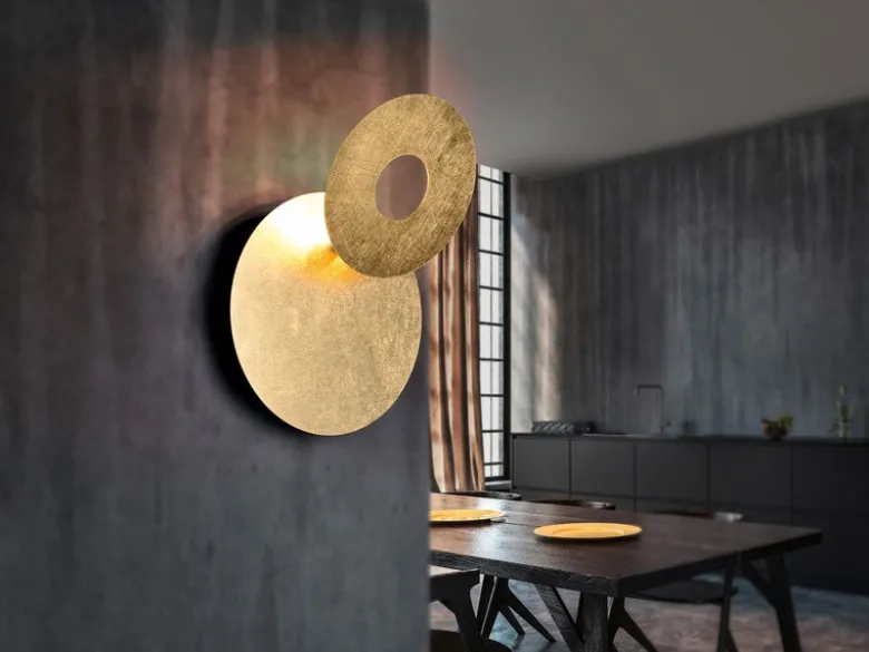 2-er Set LED Wandleuchten mit indirekter Beleuchtung Gold, Ø 18cm