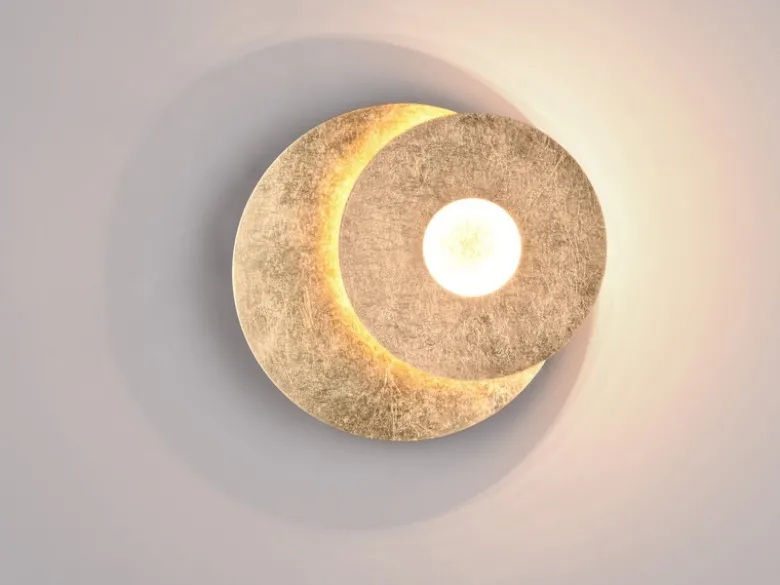 2-er Set LED Wandleuchten mit indirekter Beleuchtung Gold, Ø 18cm