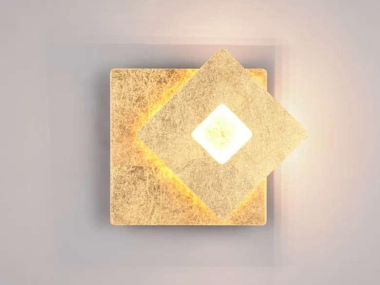 2-er Set LED Wandleuchten mit indirekter Beleuchtung Gold, Höhe 18cm
